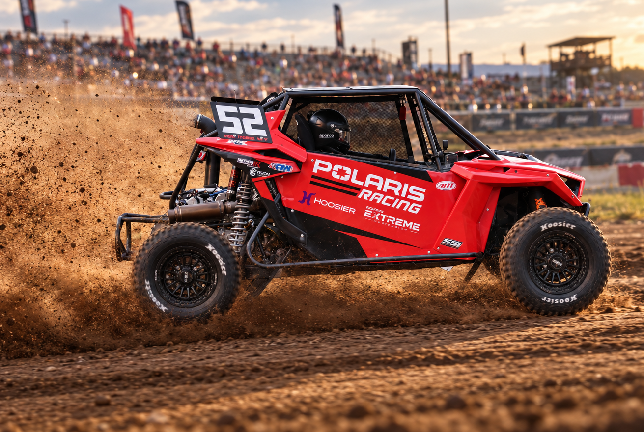 Red Polaris UTV Powers Through Dust_2